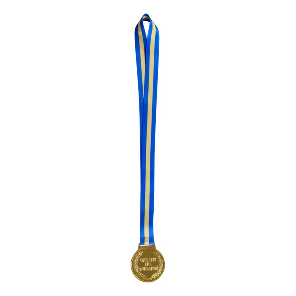 Guldmedalj Grattis Till Studenten med Blågult Band
