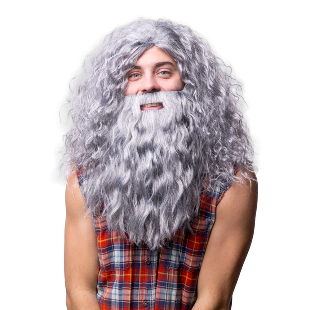 Hagrid med Skjegg Grå Parykk