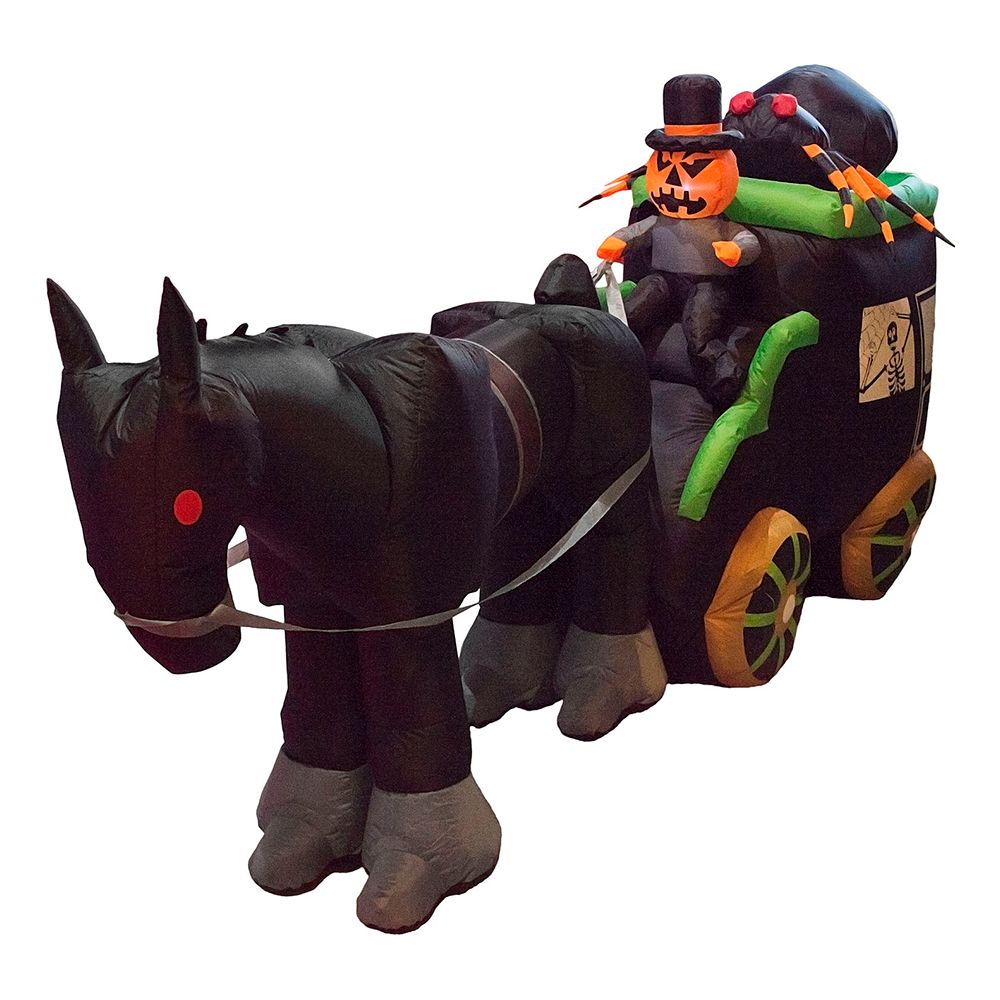 Halloween-gresskar med Hest og Vogn Oppblåsbar