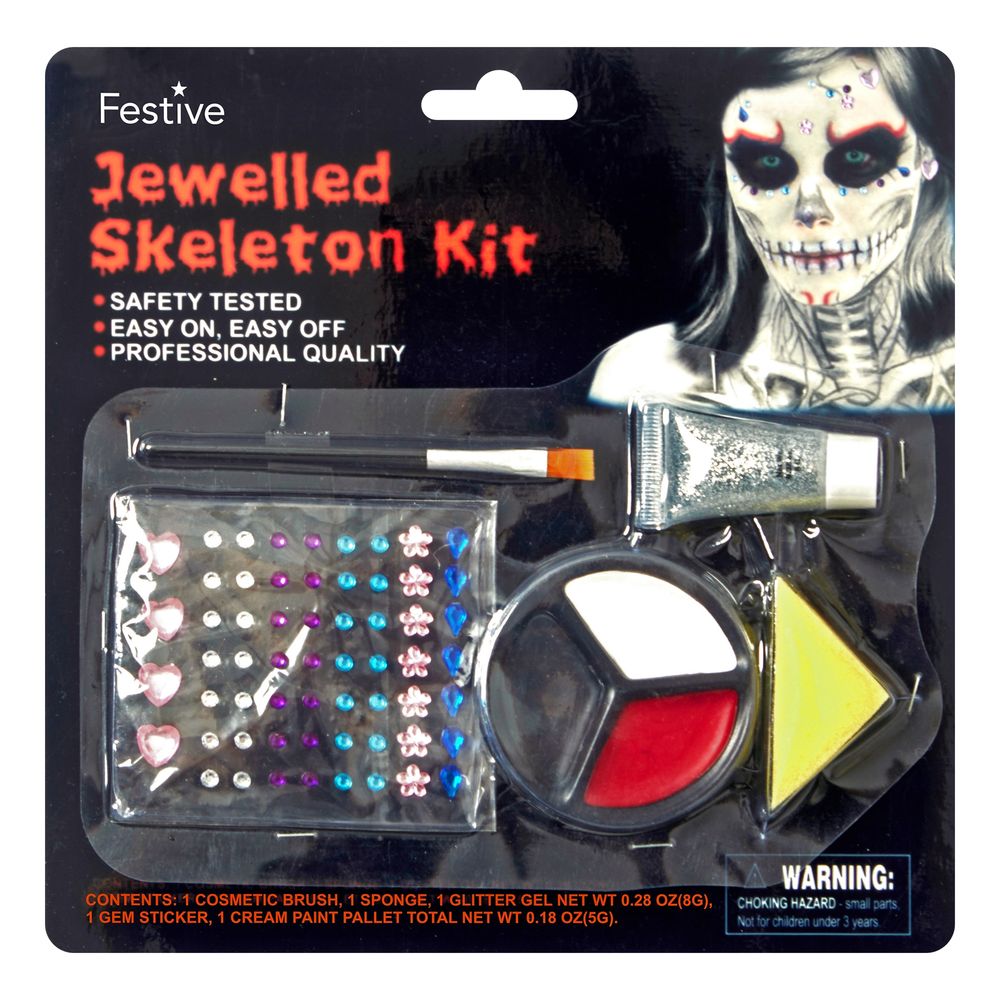 Halloweensminke Skelet med Juveler