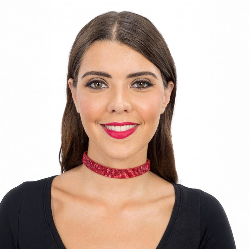 Strassikoristeinen Punainen Choker-kaulakoru