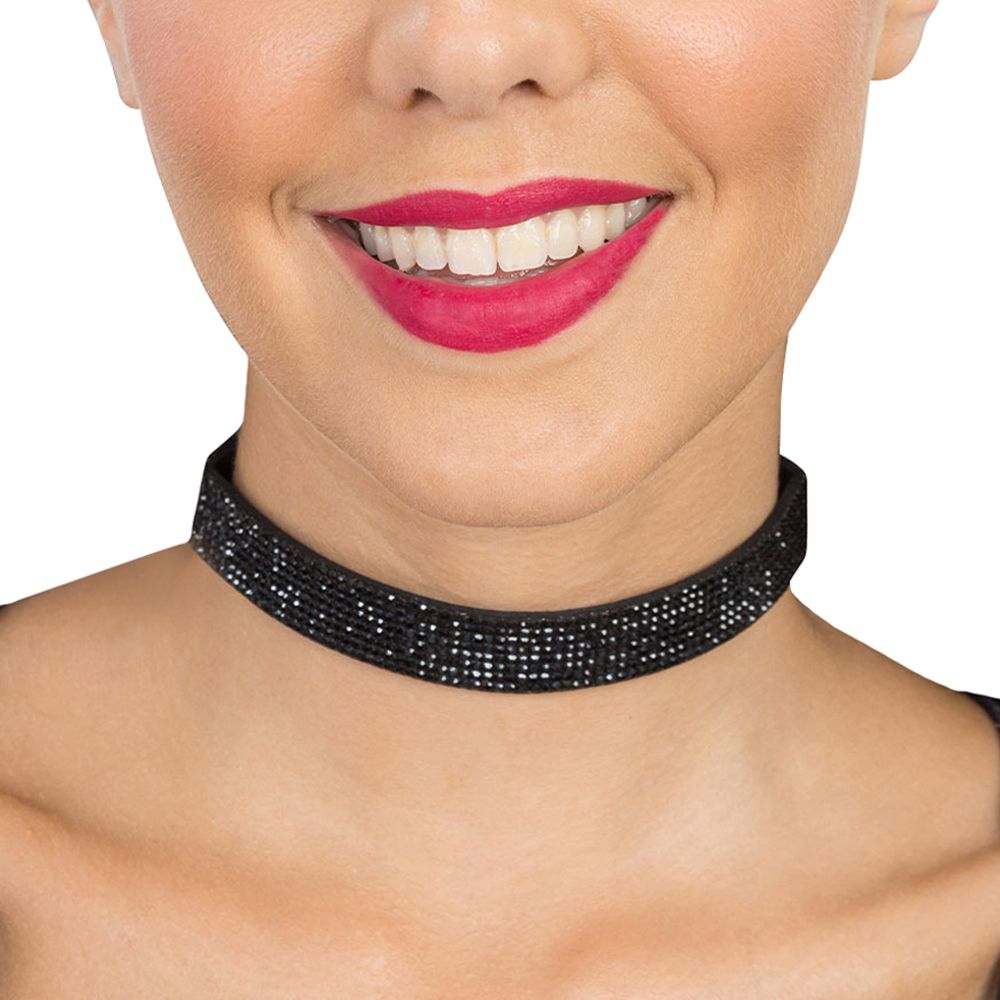 Strassikoristeinen Musta Choker-kaulakoru