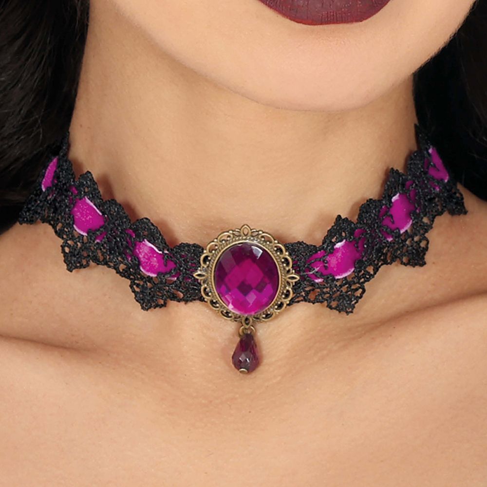 Halsband Choker Spets Lila/Svart