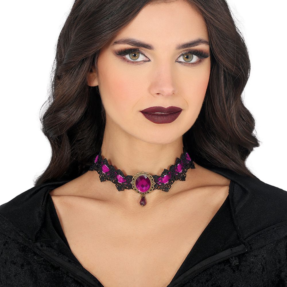 Halsband Choker Spets Lila/Svart