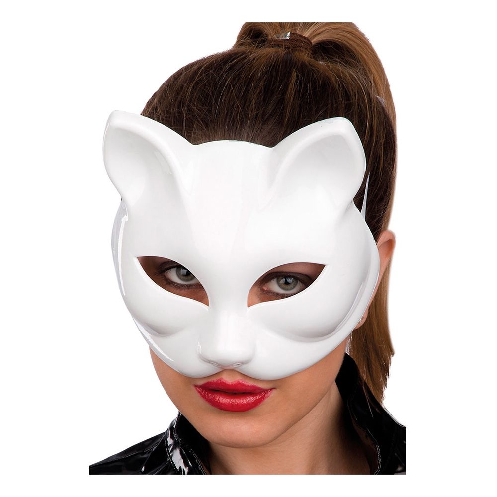Halvmaske Katt Hvit