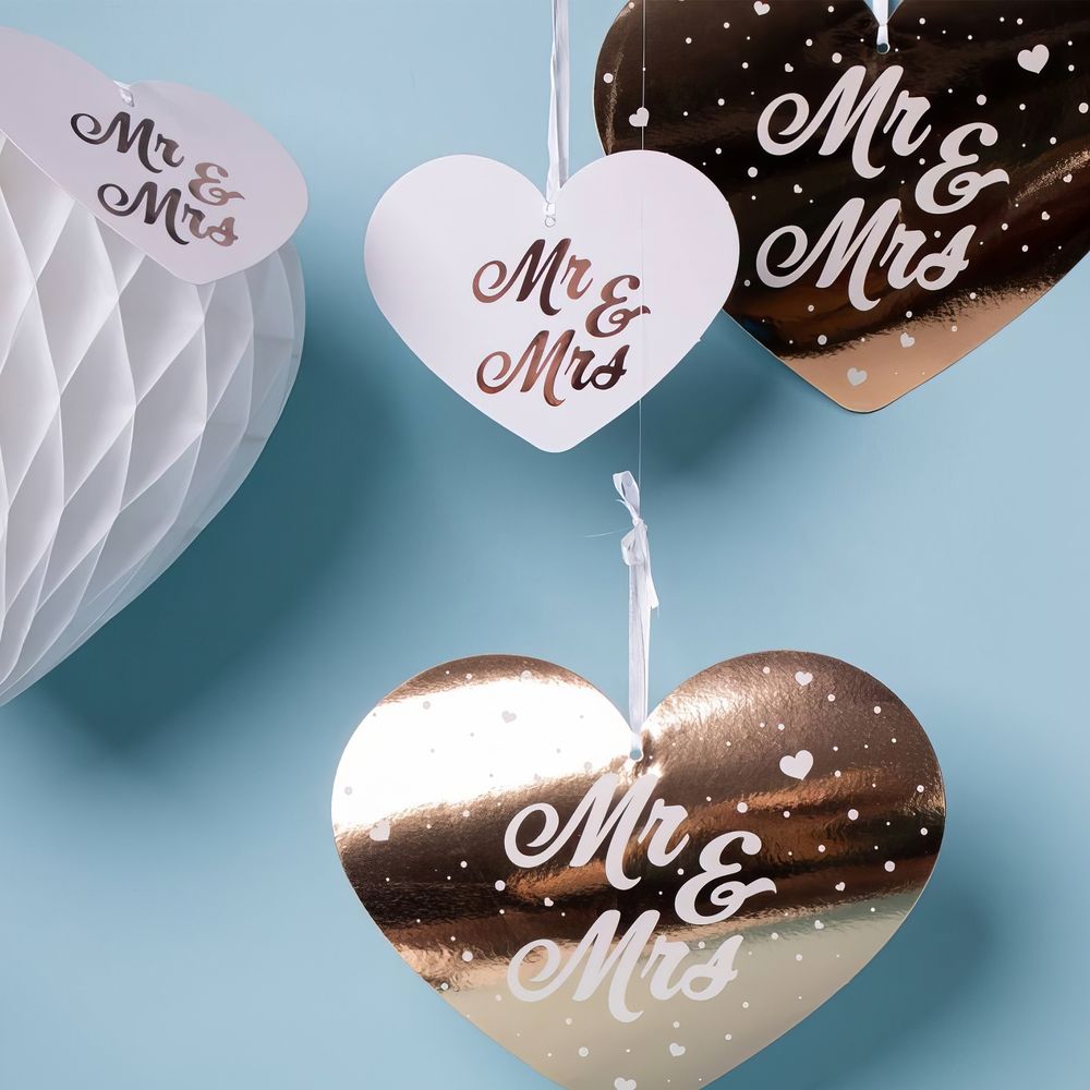 Hengende Dekorasjon Hjerter Mr & Mrs