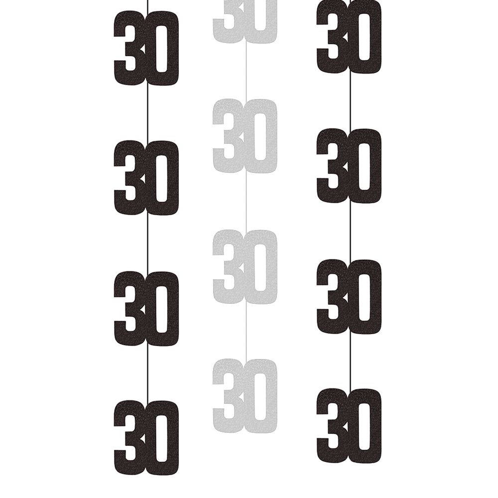 Hængende Dekorationer 30 Sort/Sølv