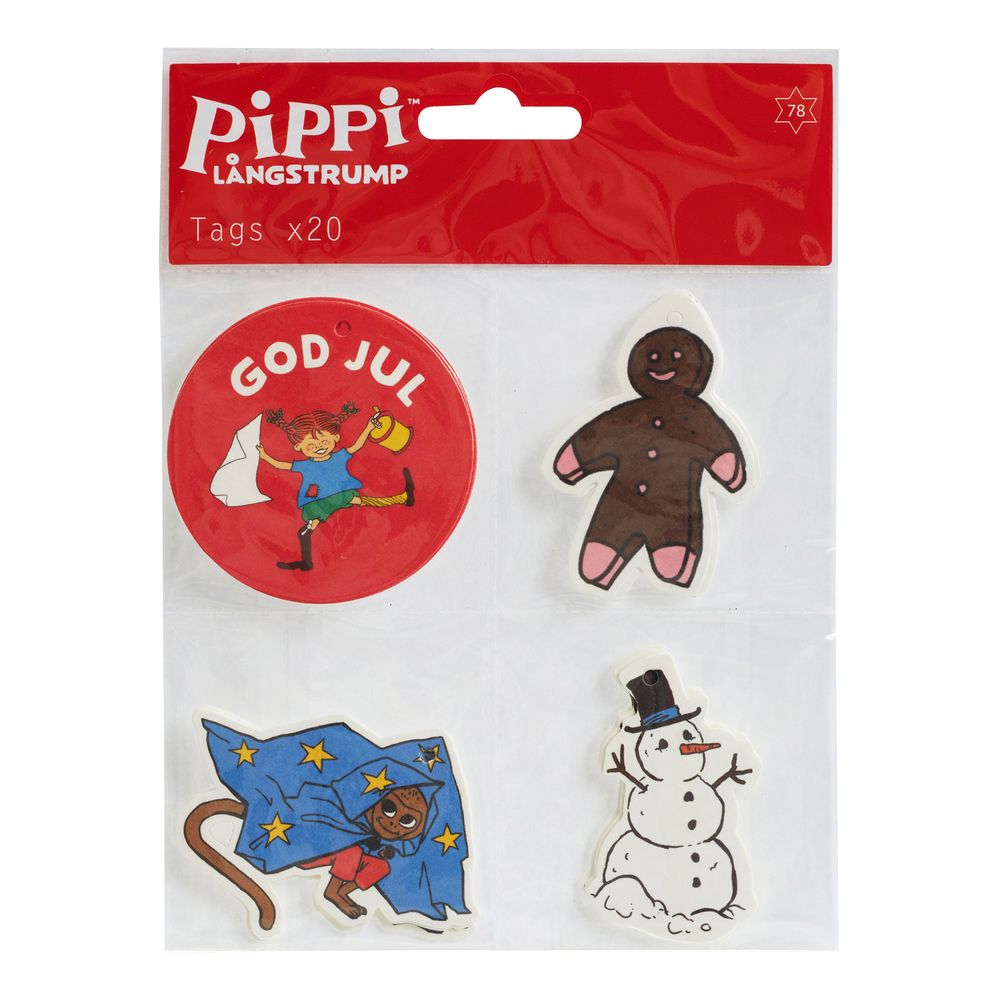 Hængeetiketter Jul Pippi Langstrømpe