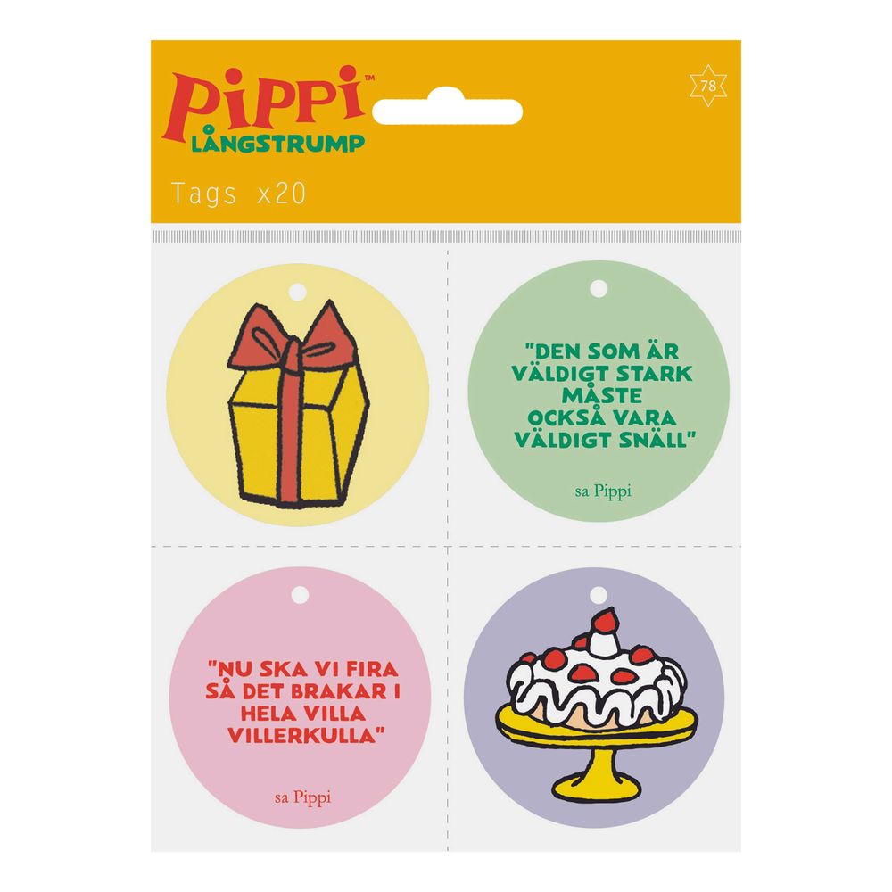 Hængeetiketter Pippi Langstrømpe