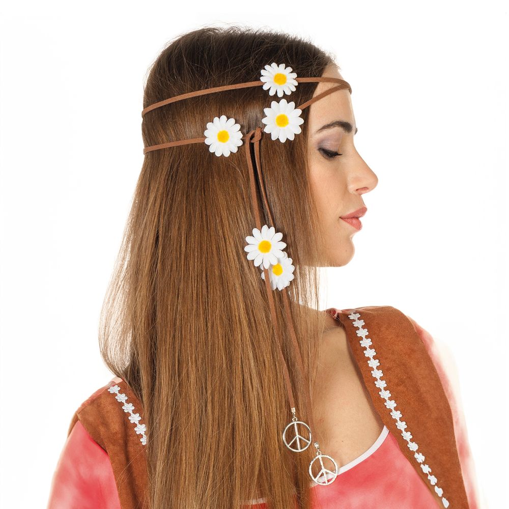 Hårband med Blommor och Peacemärken
