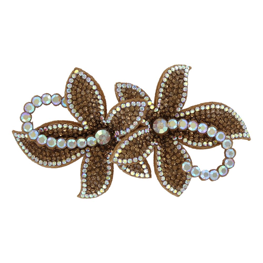 Hårspänne Blommor med Strass Guld Deluxe
