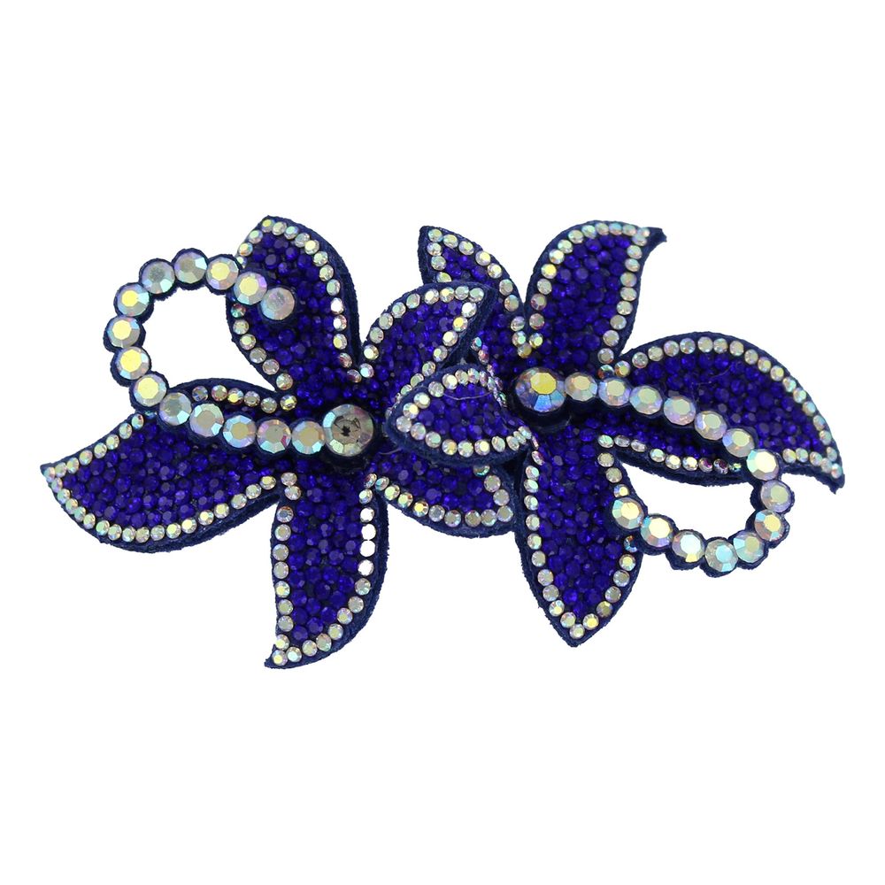 Hårspænde Blomster med Strass Marineblå Deluxe