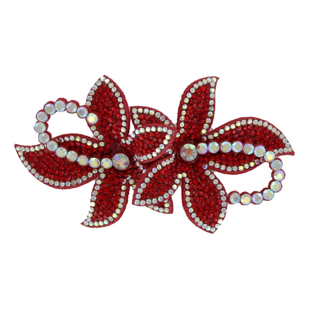 Hårspänne Blommor med Strass Vinröd Deluxe