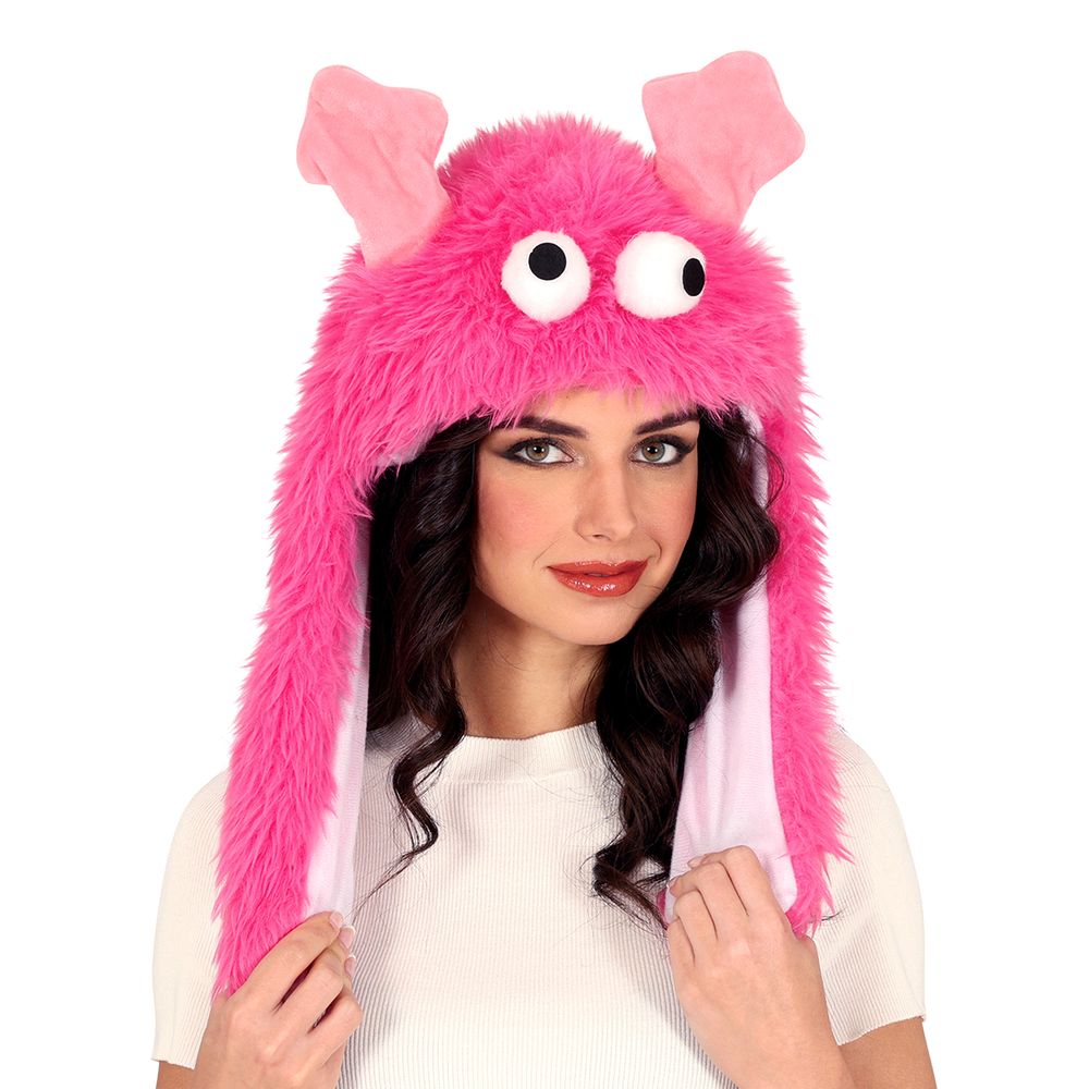 Hattu Fluffy Monster Vaaleanpunainen