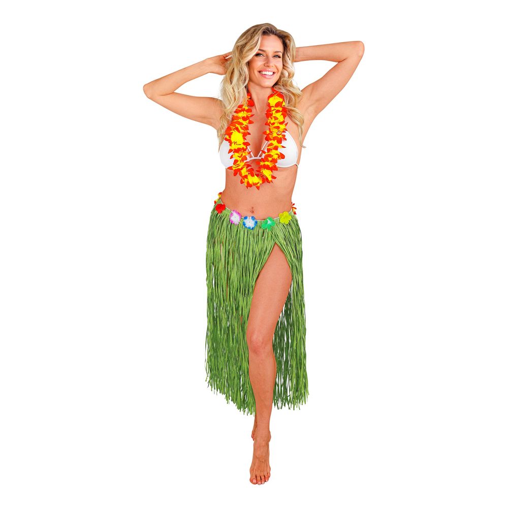 Hawaii-nederdel med Blomster Grøn