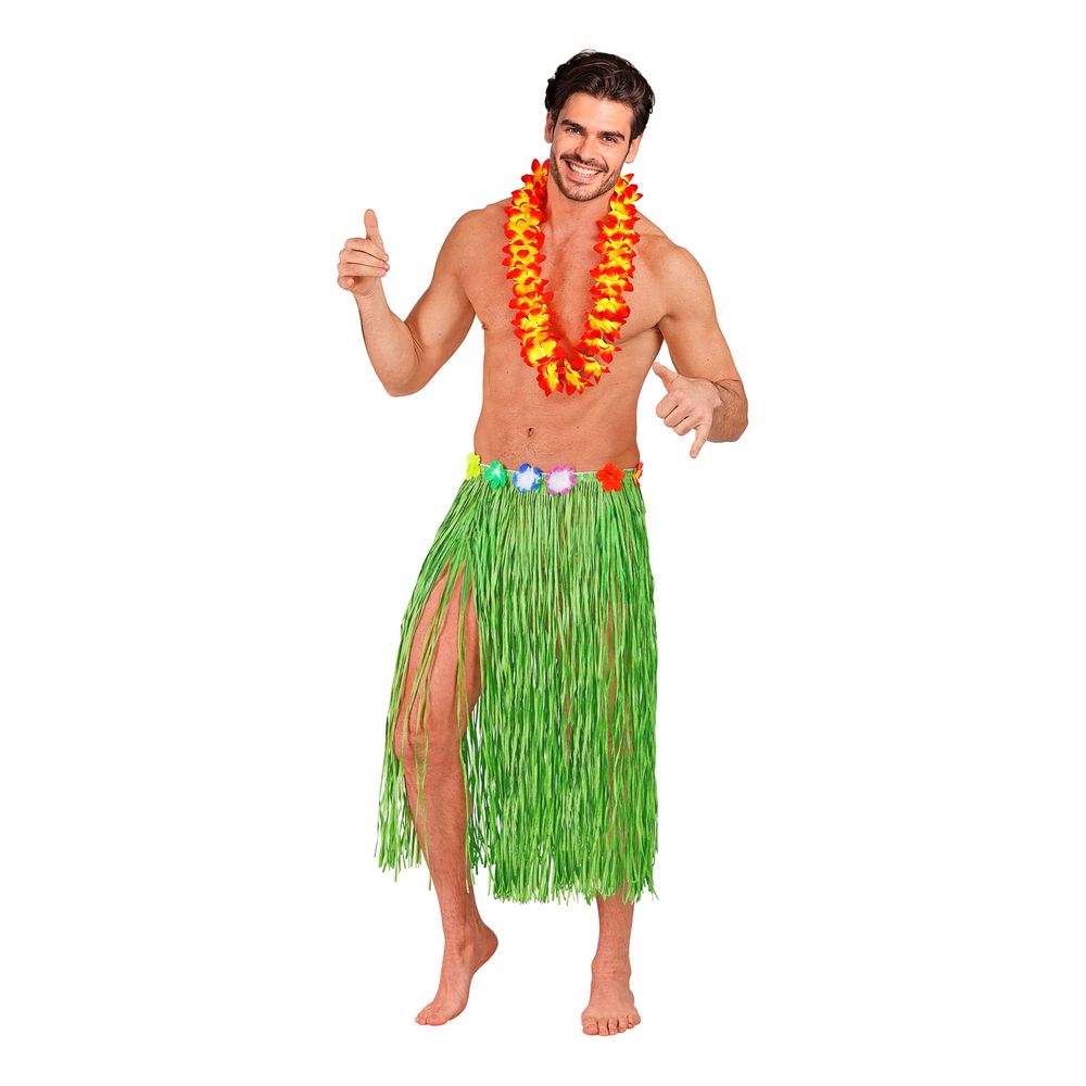 Hawaii-nederdel med Blomster Grøn