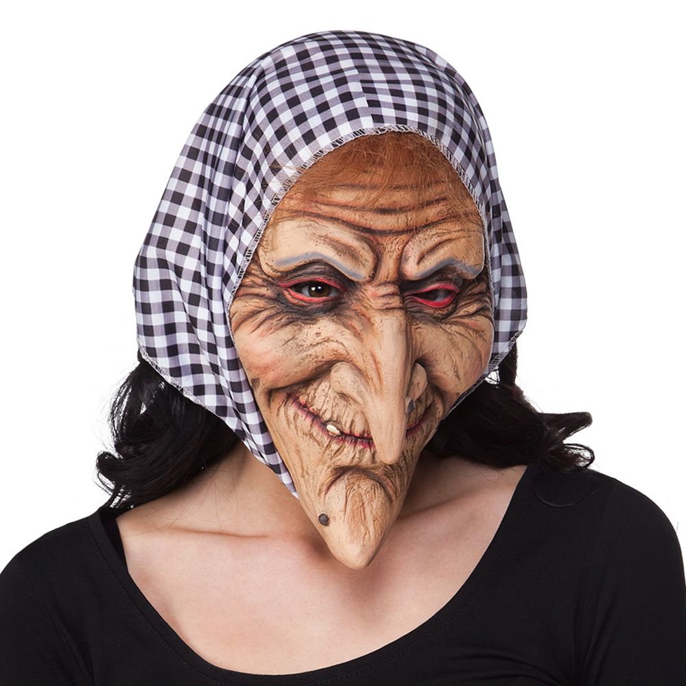 Häxa med Huva Latexmask
