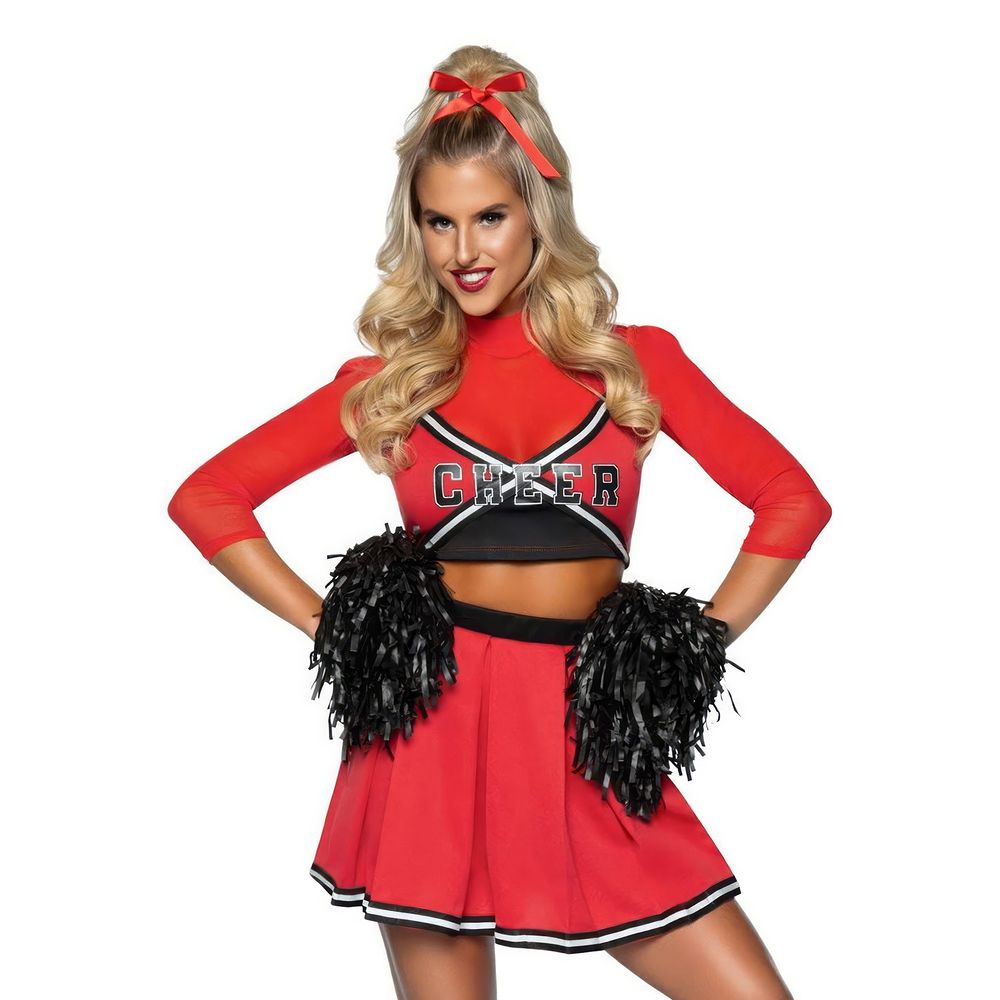 Cheerleader Punainen Deluxe Naamiaisasu