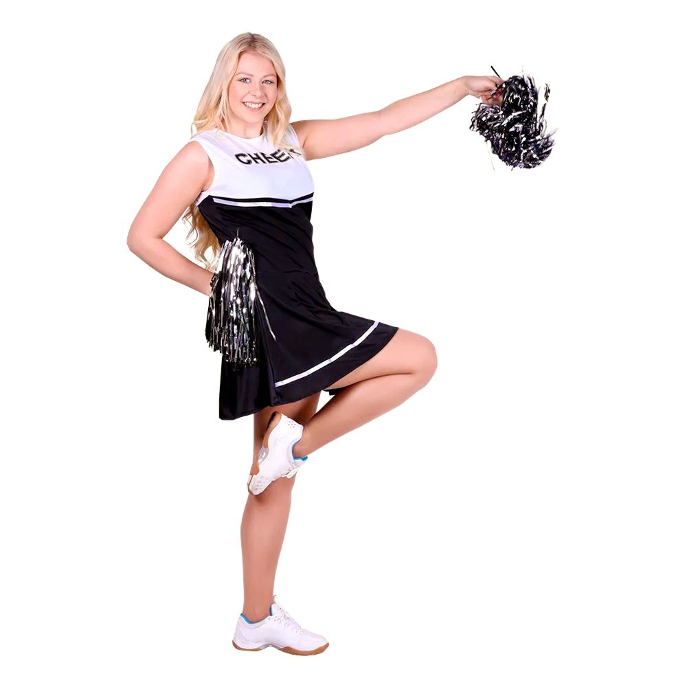 Cheerleader Musta/Valkoinen Naamiaisasu