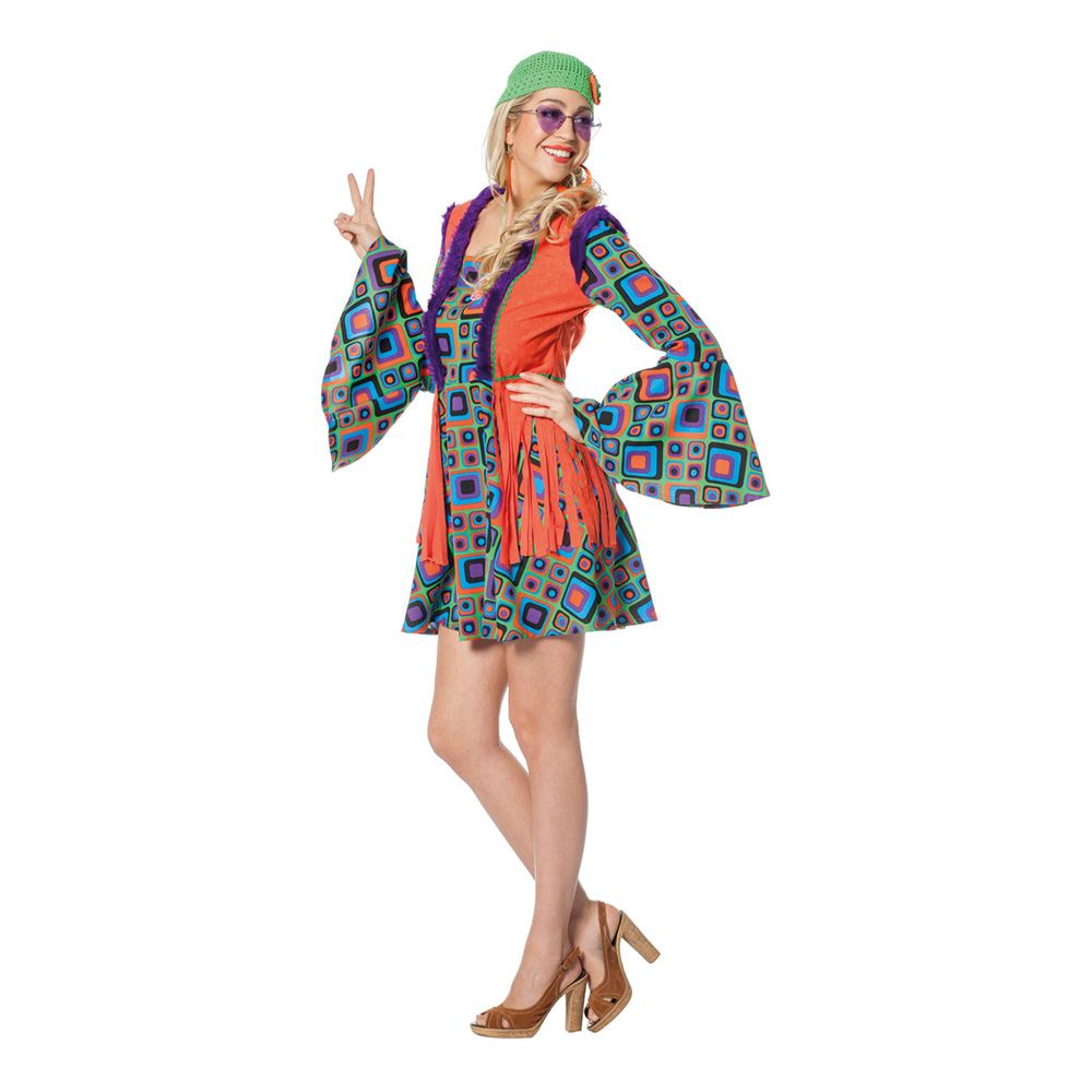 Hippie Dame Kostyme Oransje