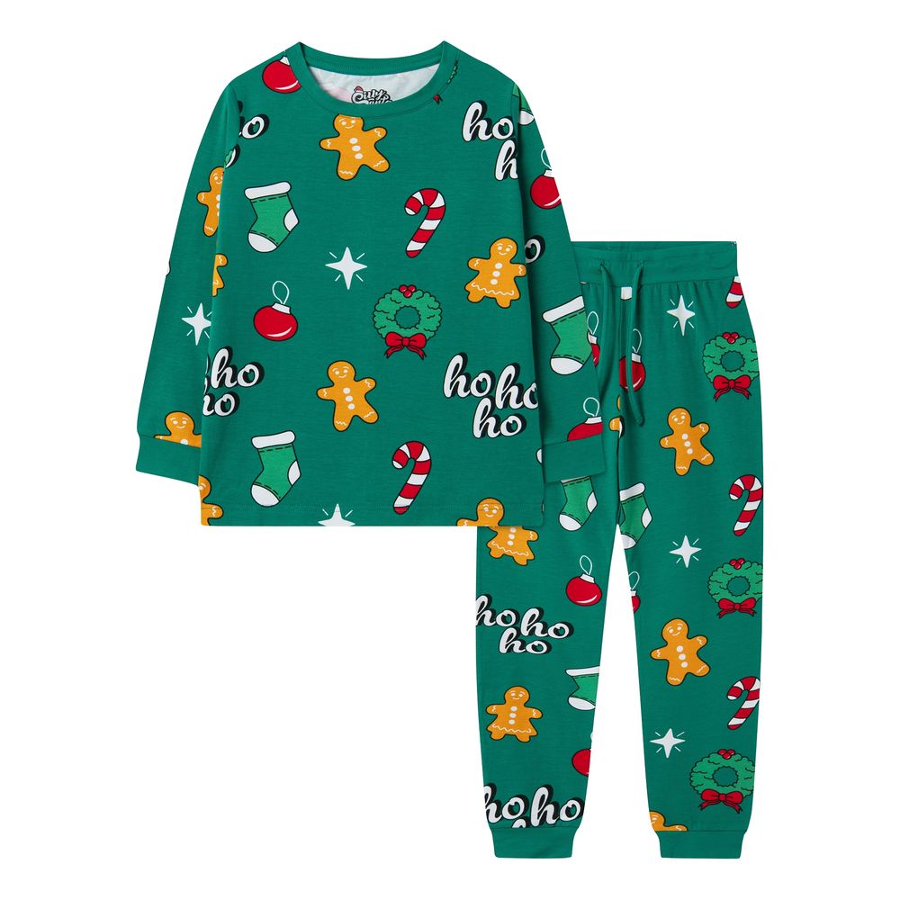 Hohoho Grön Julpyjamas för Barn