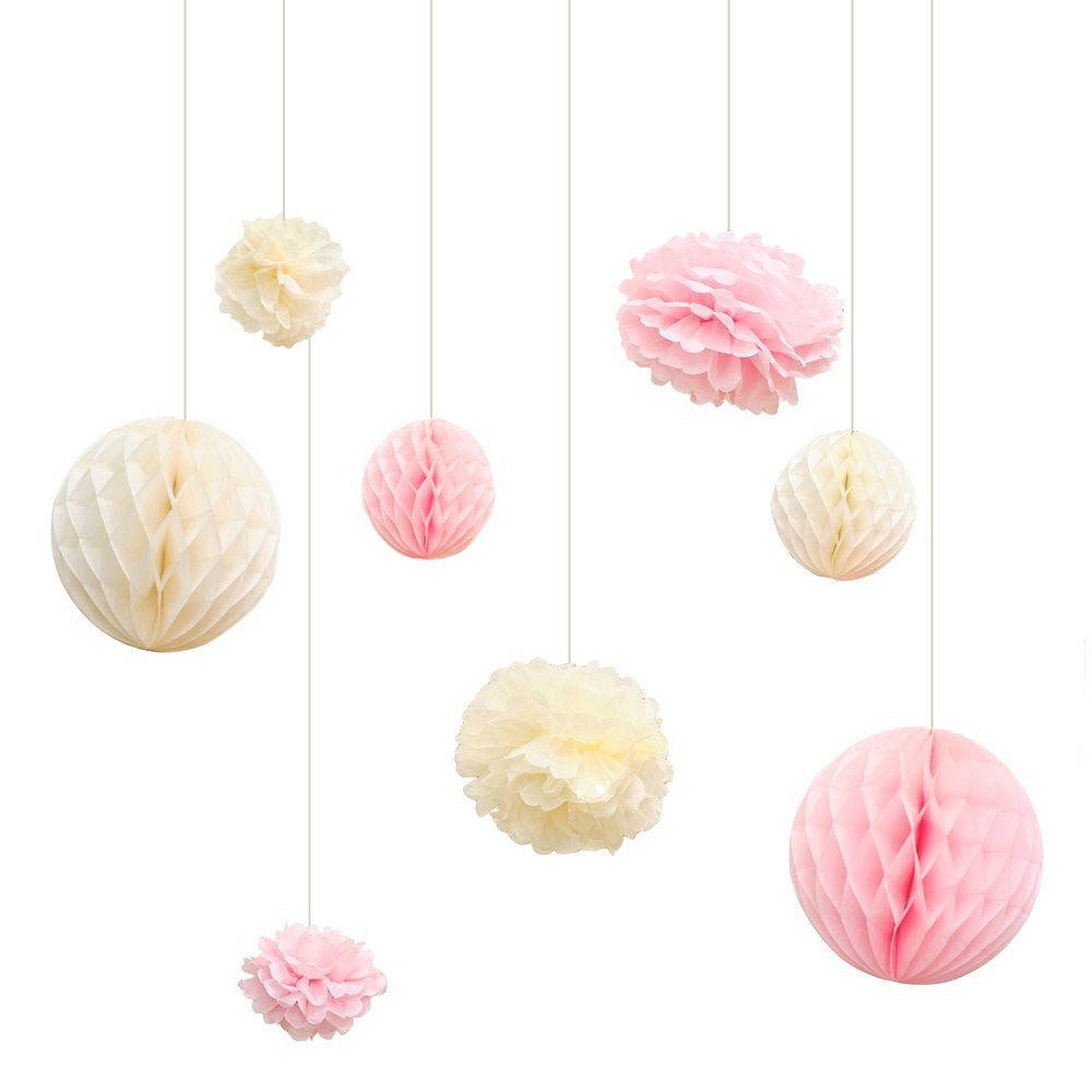 Honeycomb & Pompoms Hängande Dekorationer