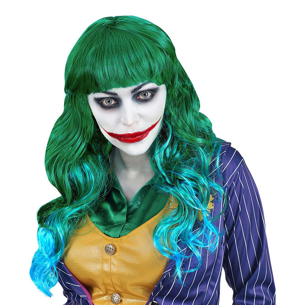 Joker Lang Grønn/Blå Parykk