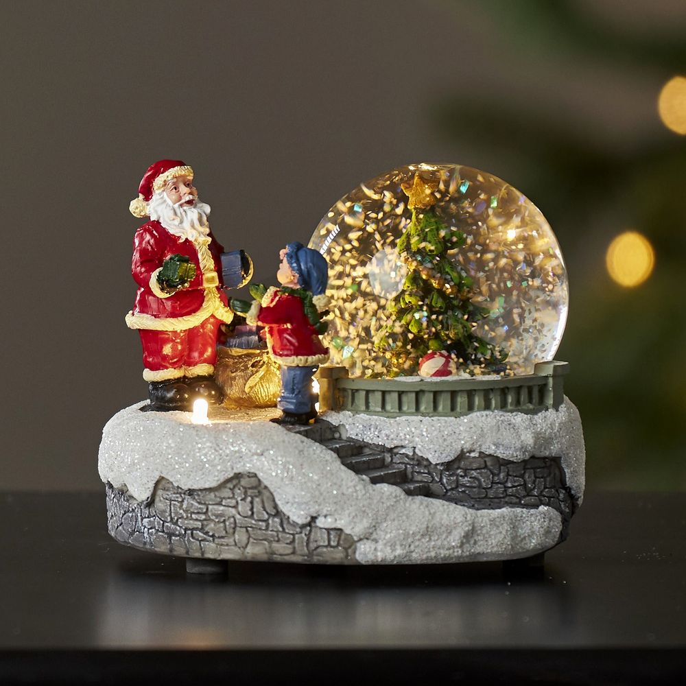 Juledekoration Winterville Sneglob med Julemand LED
