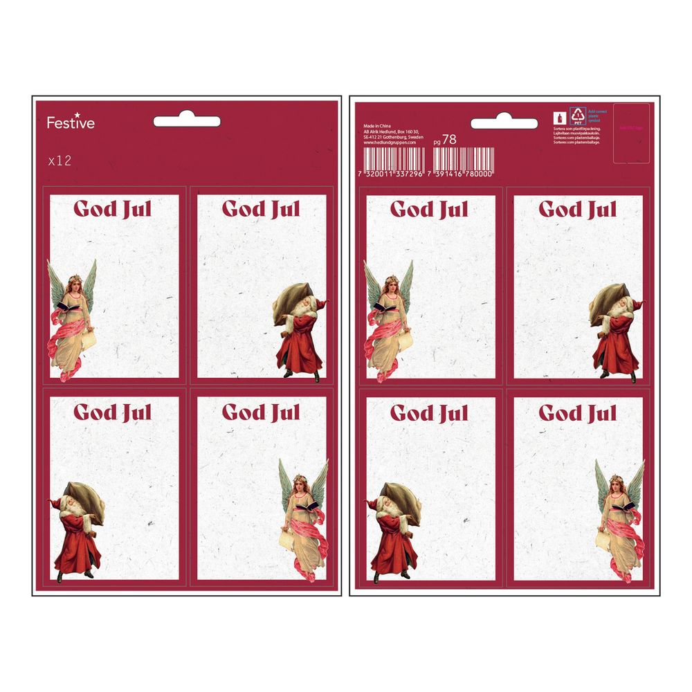 Juletiketter God Jul Röd