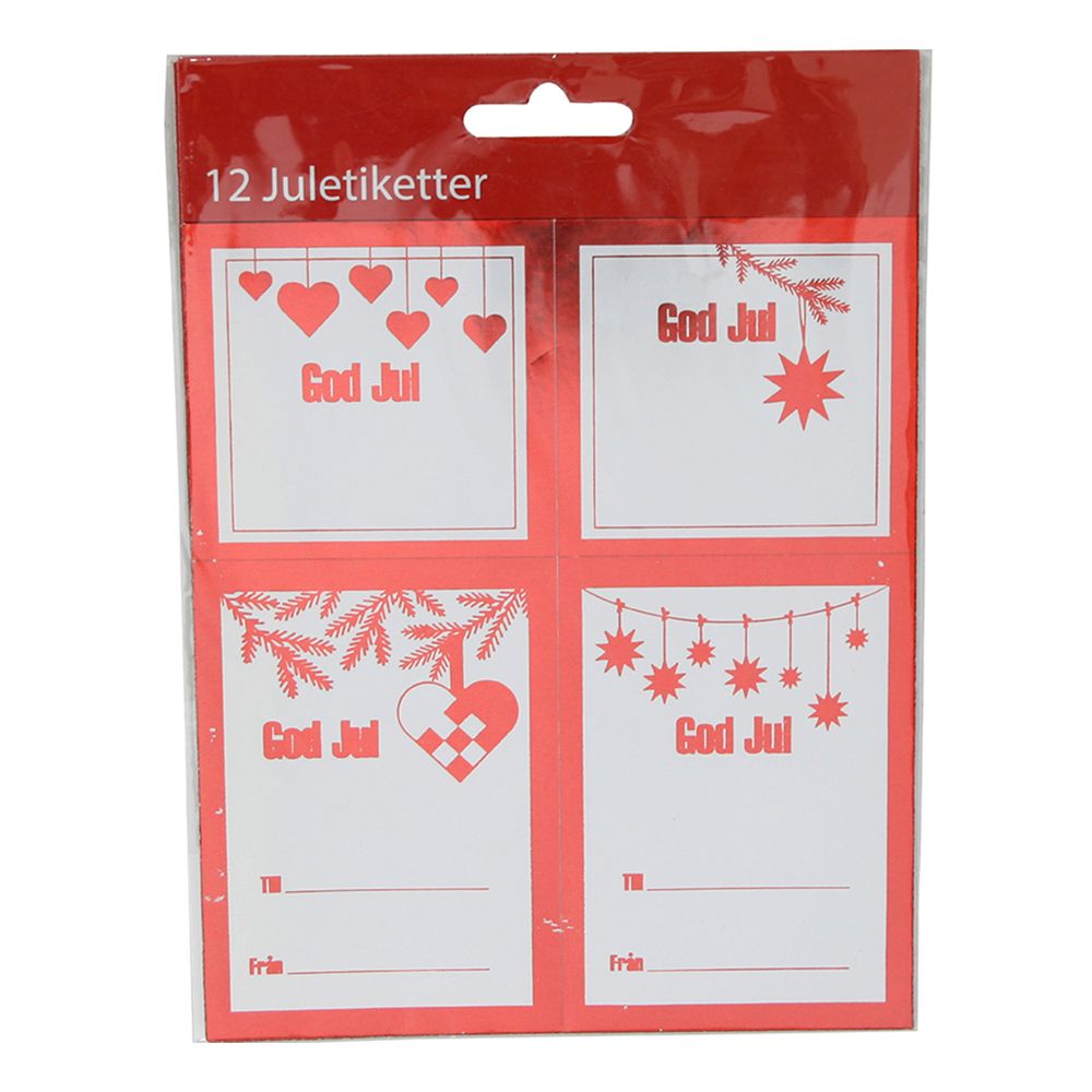 Juleetiketter Metallic Rød God Jul