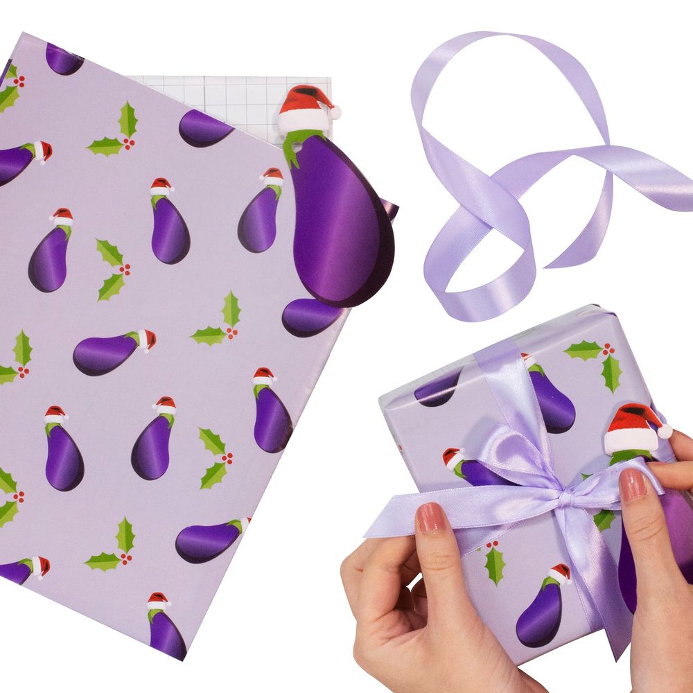 Julepapir Aubergine Sett