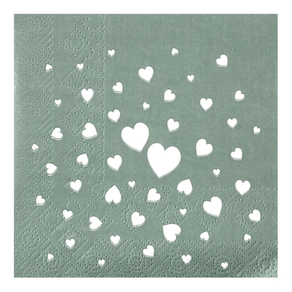 Kaffeservietter Hjerter Dusty Green