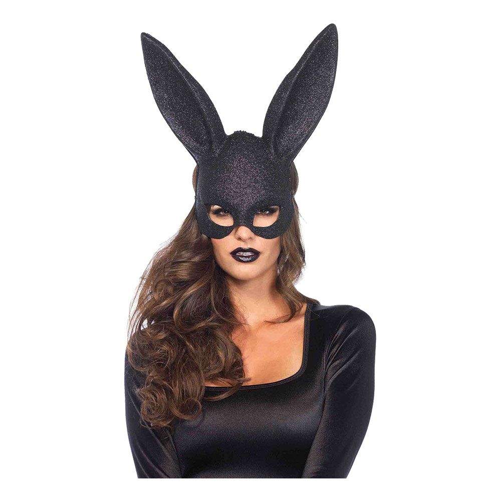 Kanin Teatermaske Svart Deluxe