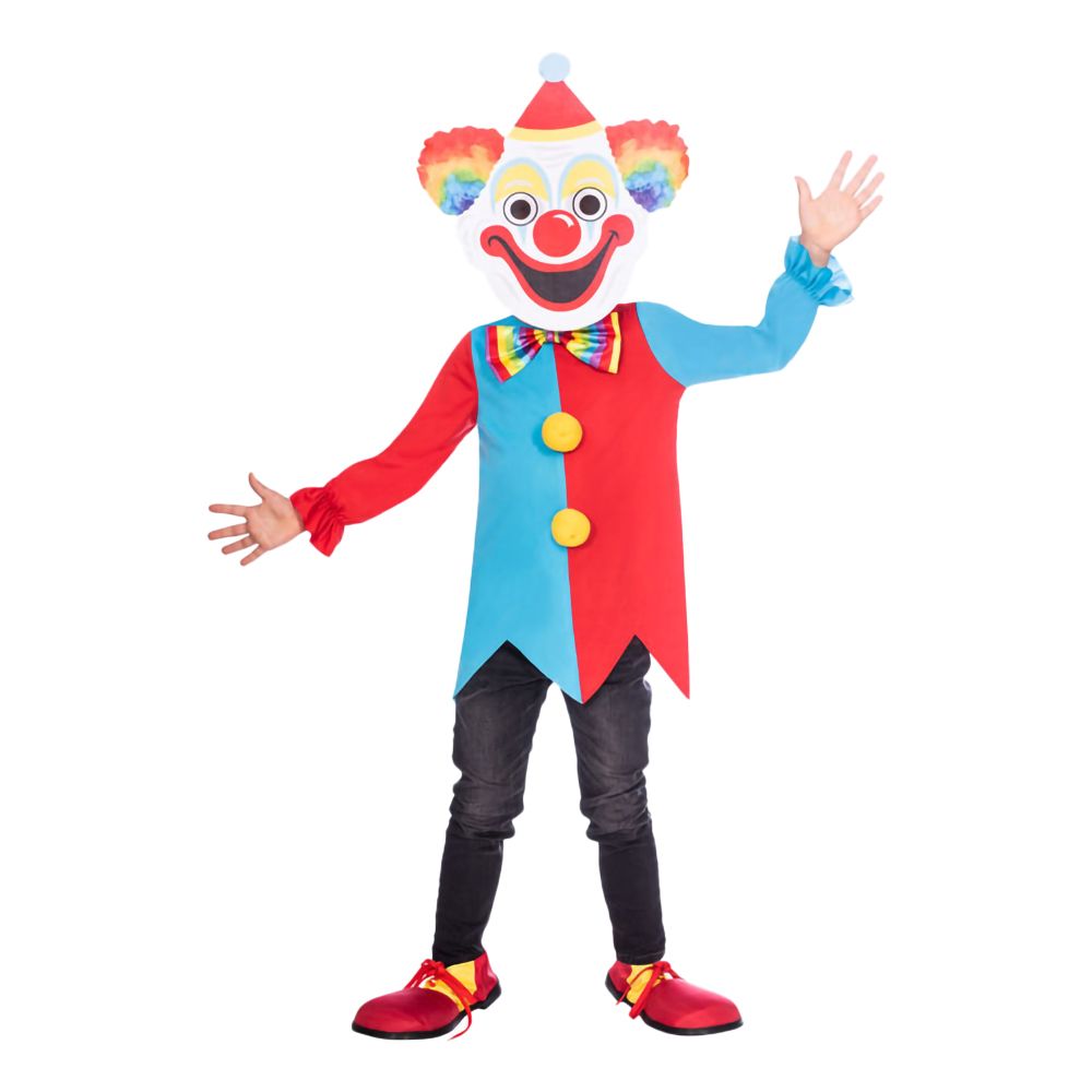 Karnival Clown med Stort Huvud Barn Maskeraddräkt