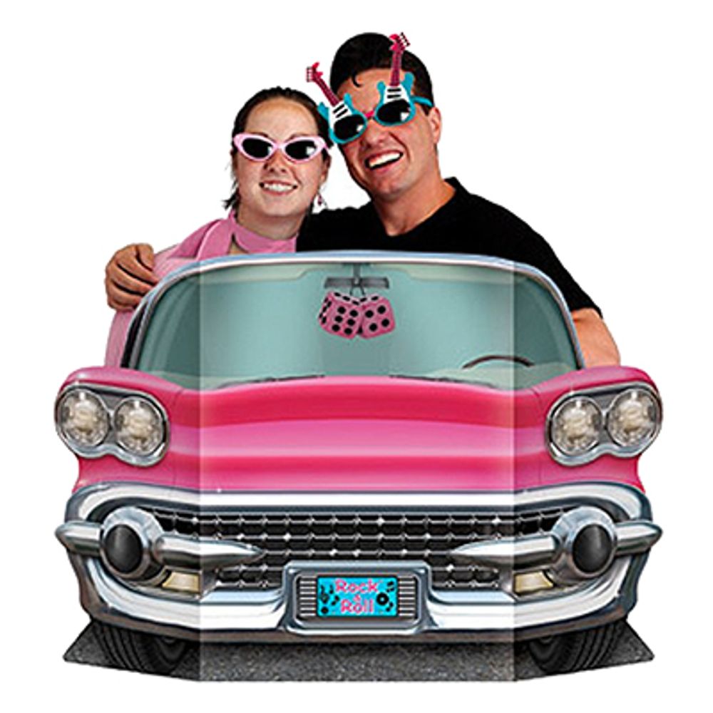 Fotoprops Pappfigur 50-talls Rosa Cab