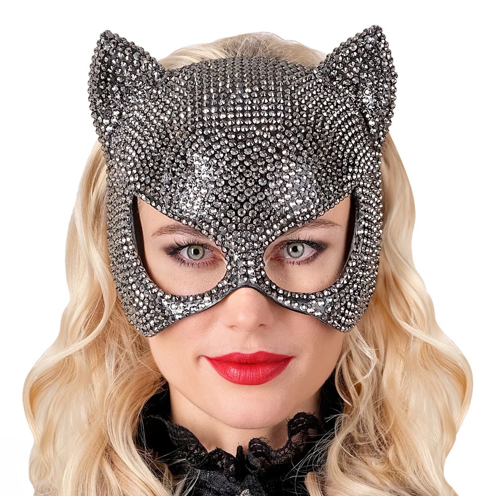 Kat Halvmaske med Strass