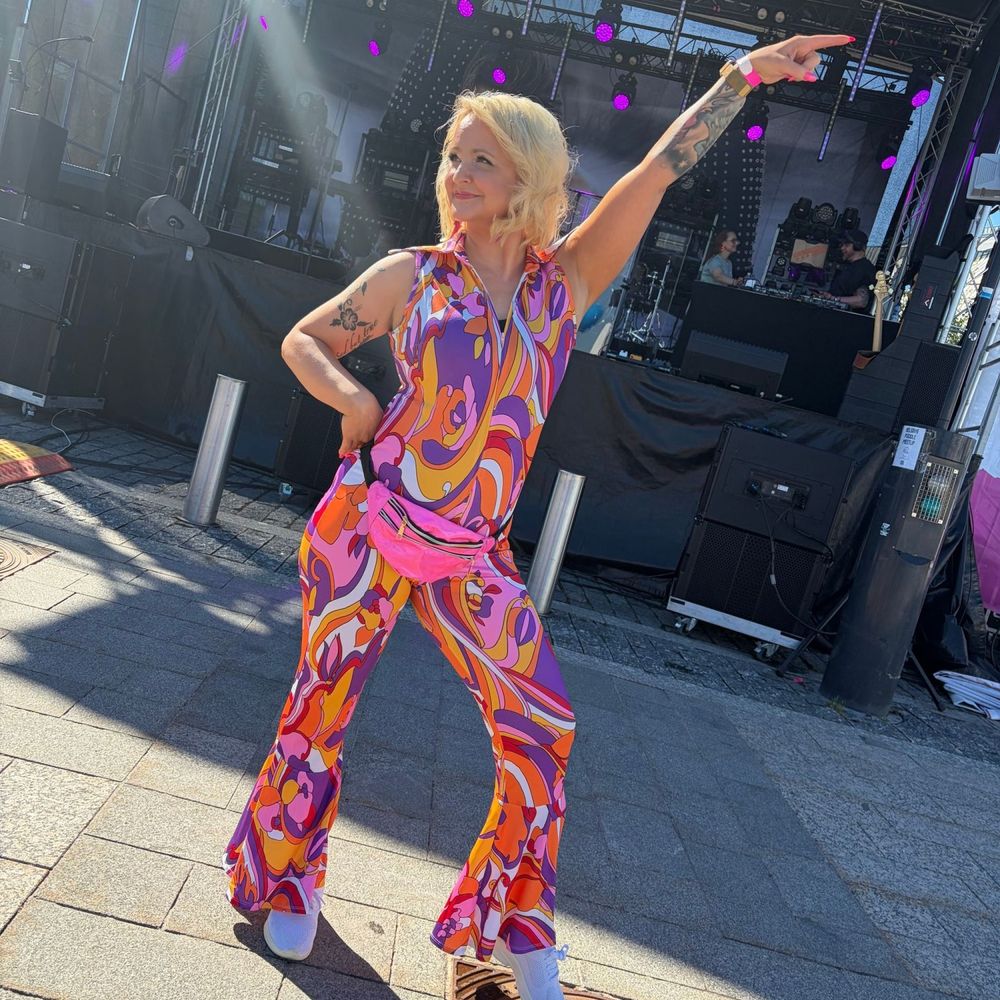 70-luvun tyttö Jumpsuit Naamiaisasu