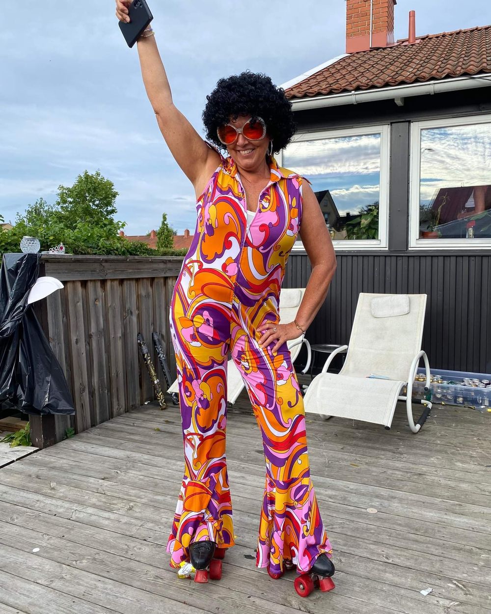 70-luvun tyttö Jumpsuit Naamiaisasu