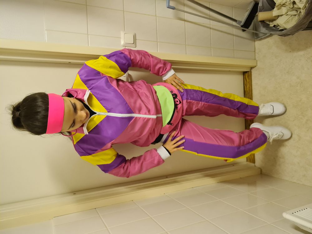 80-tals Kvinnlig Joggare Rosa Maskeraddräkt