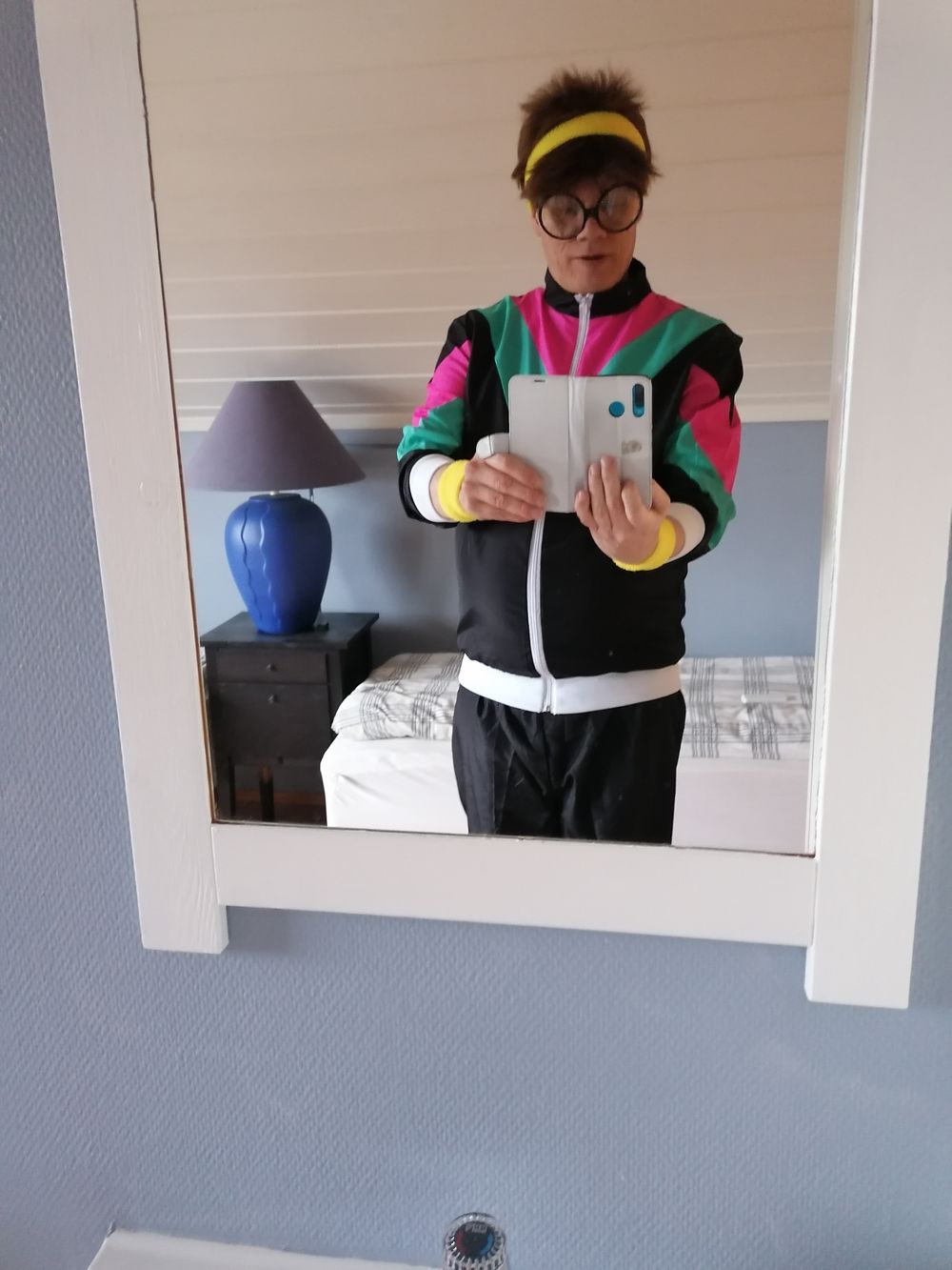 80-tals Joggardress Svart/Rosa/Turkos Maskeraddräkt