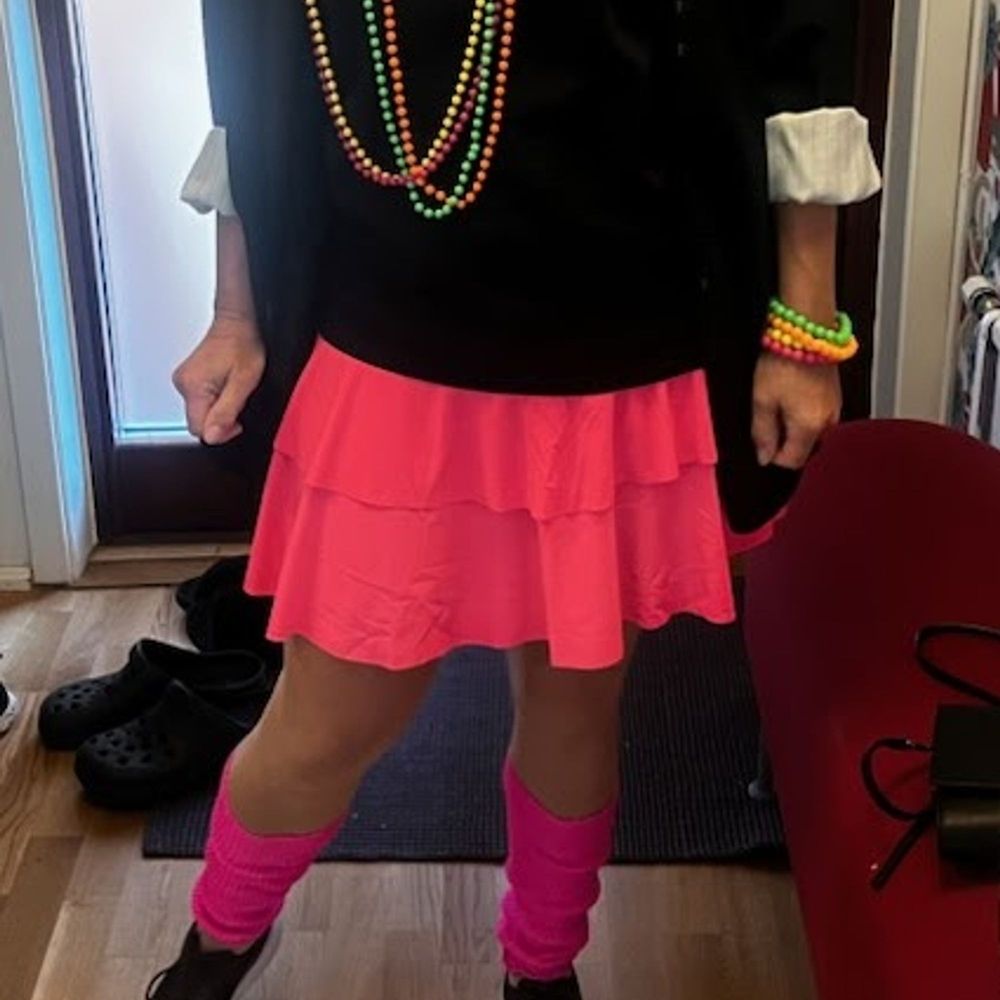 80-luvun Neon Röyhelöhame Pinkki