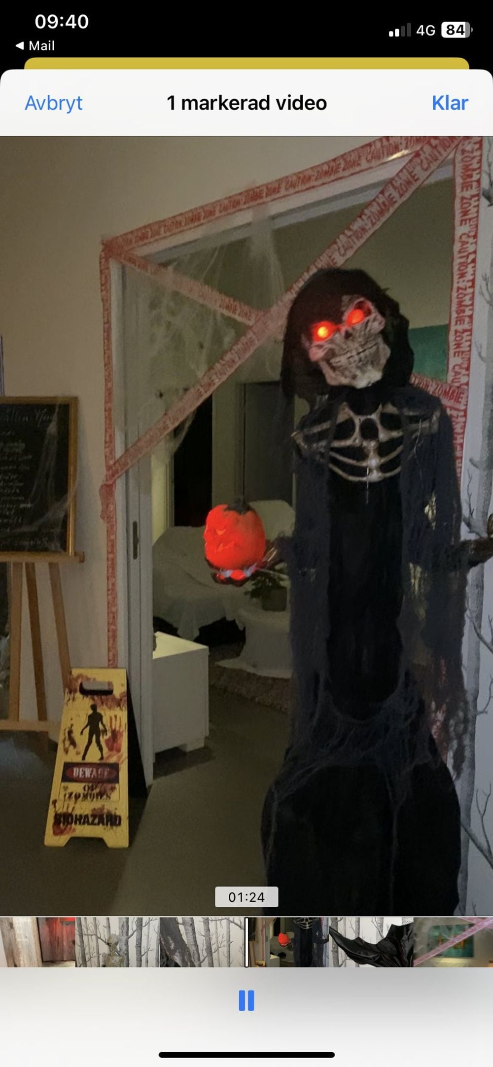 Animert Skjelett med Bevegelig Hode Prop