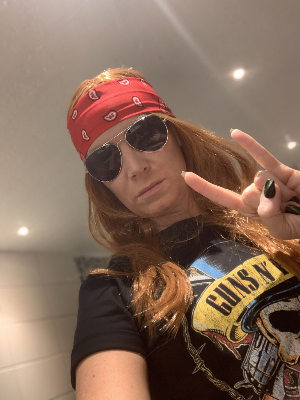 Axl Rose Parykksett med Bandana og Briller