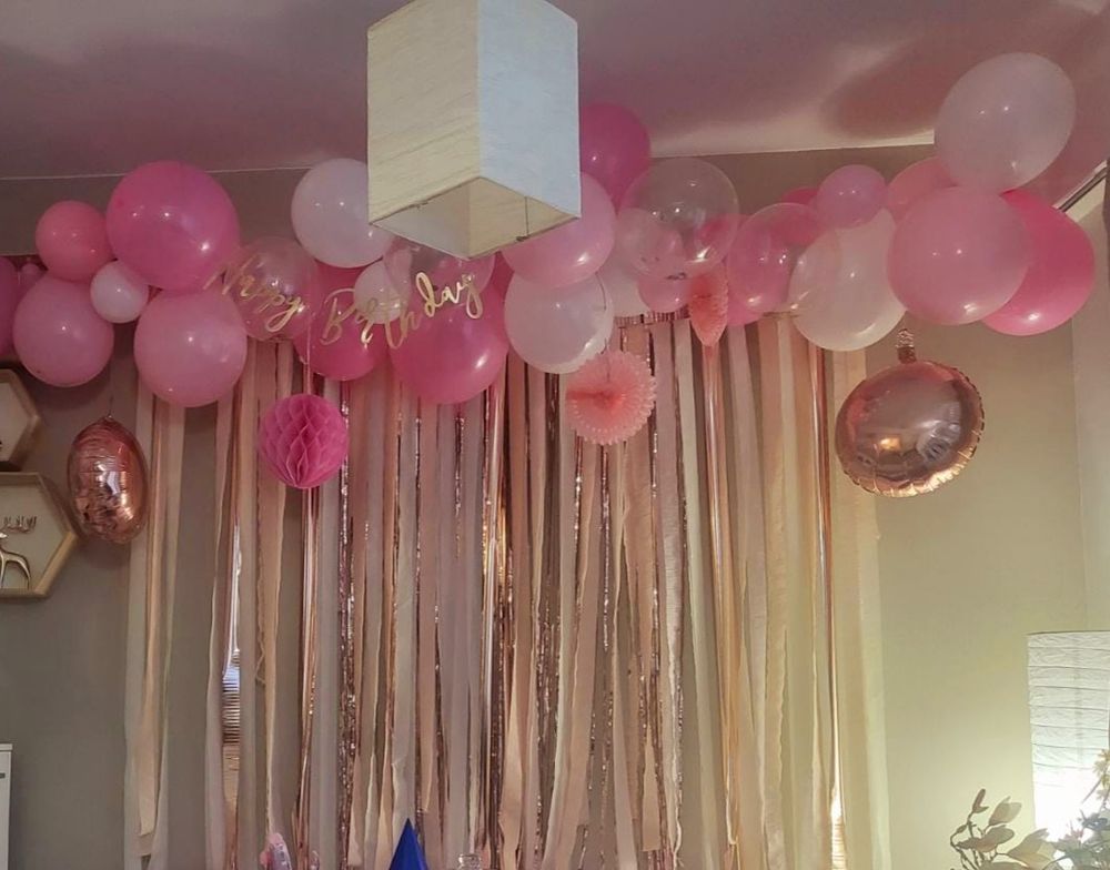 Backdrop Streamers Rosa/Roséguld