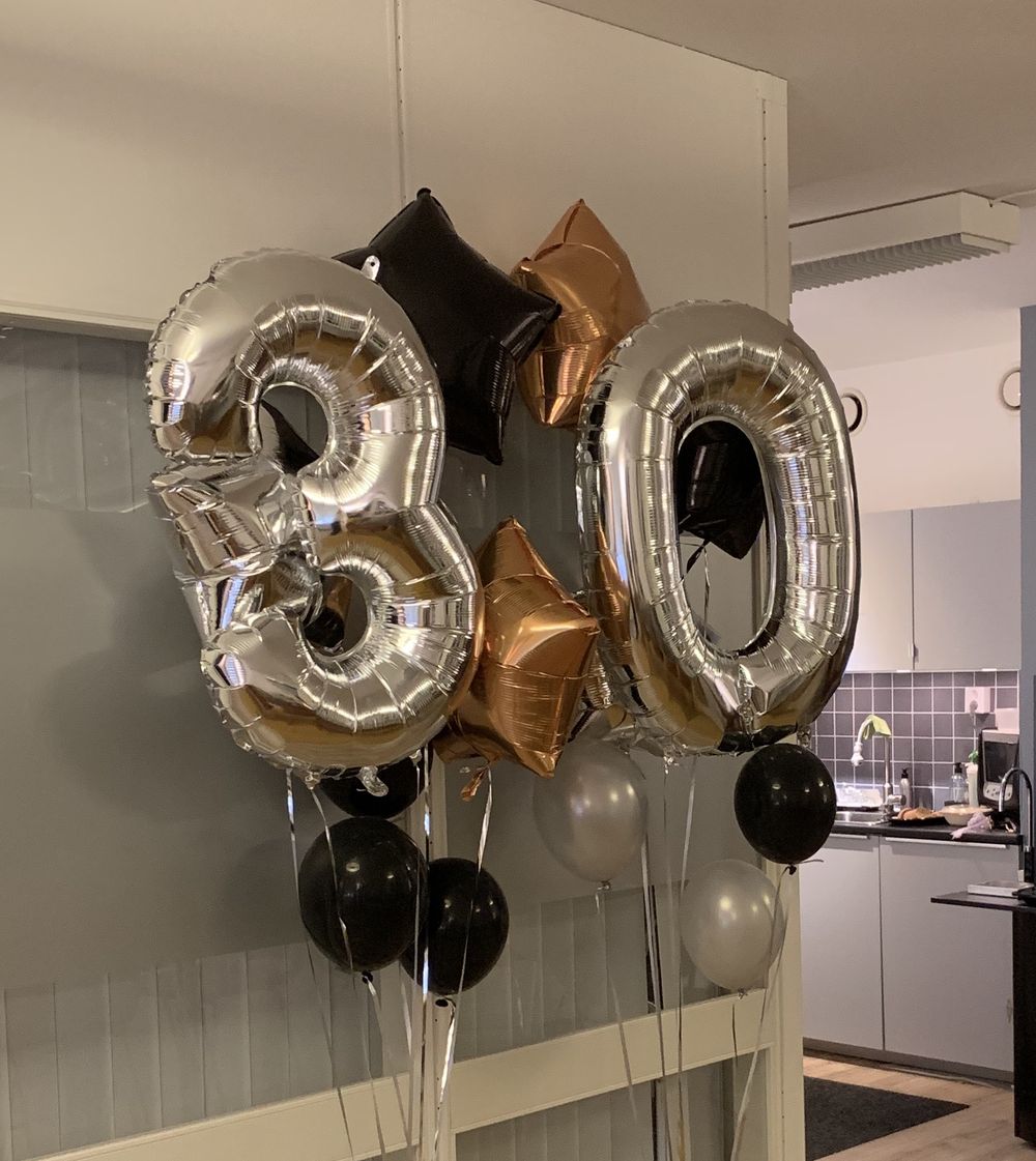 Ballongbukett Happy Birthday 30 Silver
