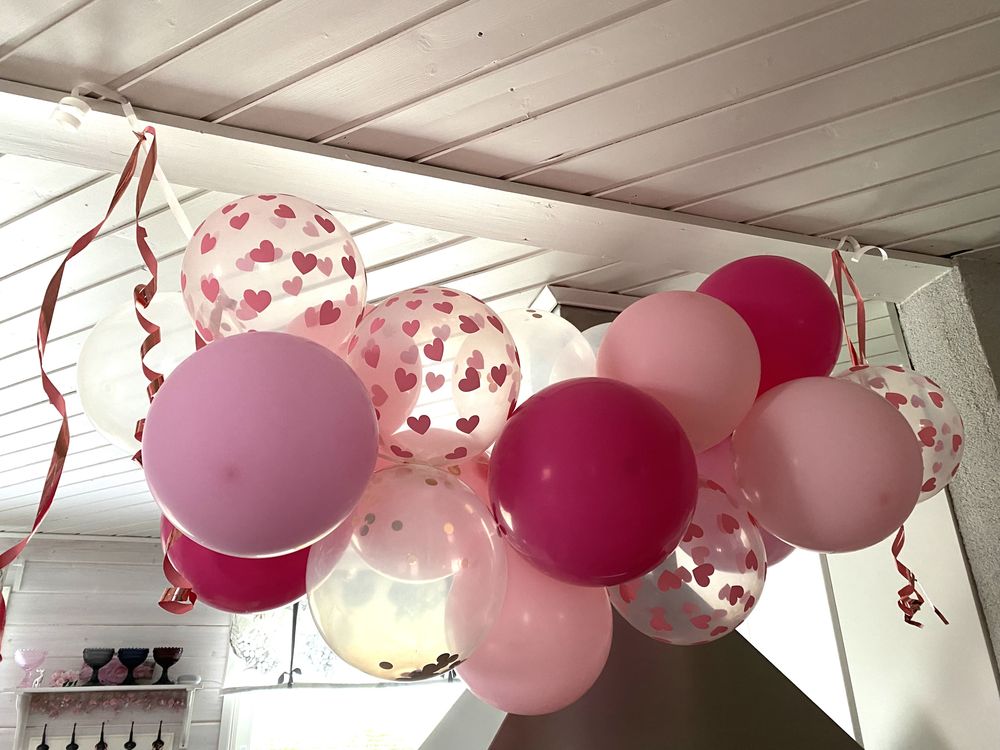 Ballonger Transparente med Lyserosa Hjerter