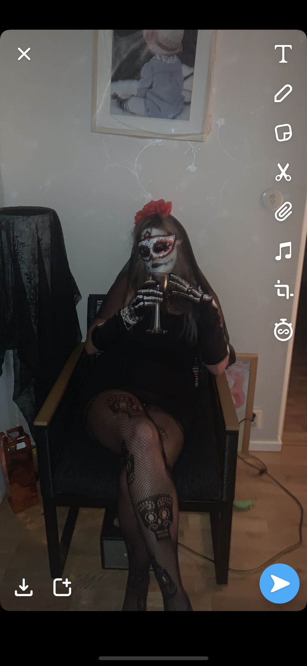 Day of the Dead Deluxe Maske med Slør