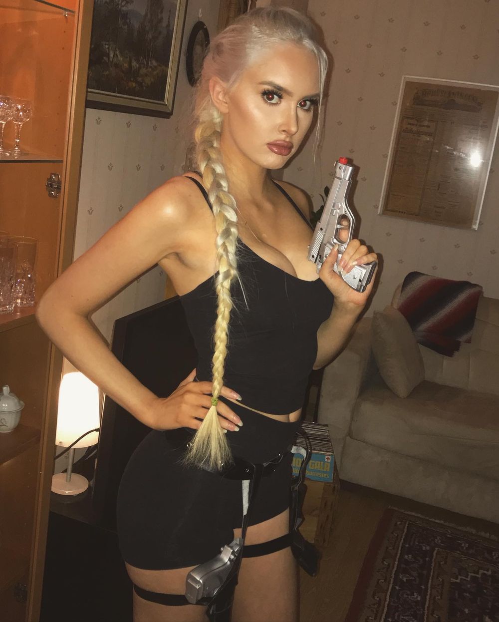 Dobbelt benhylster med pistoler