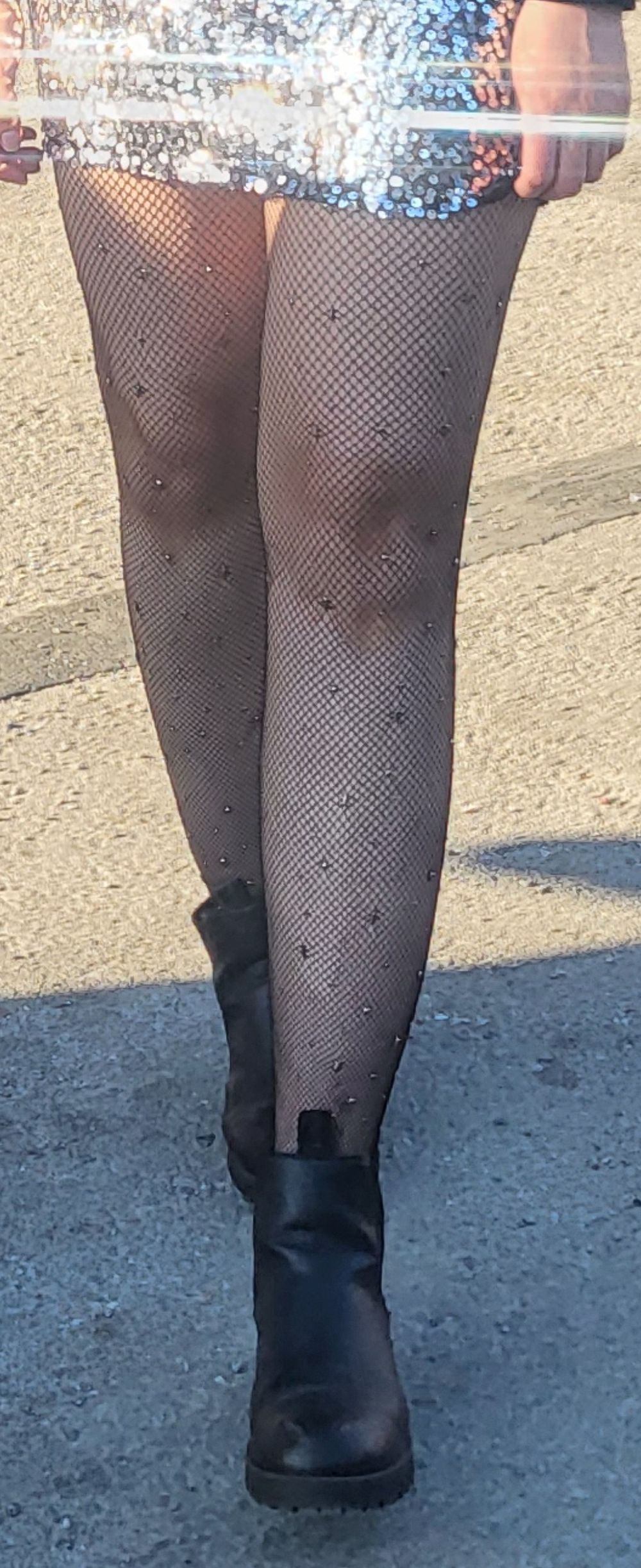 Fishnet Strømpebukser med Strass Deluxe