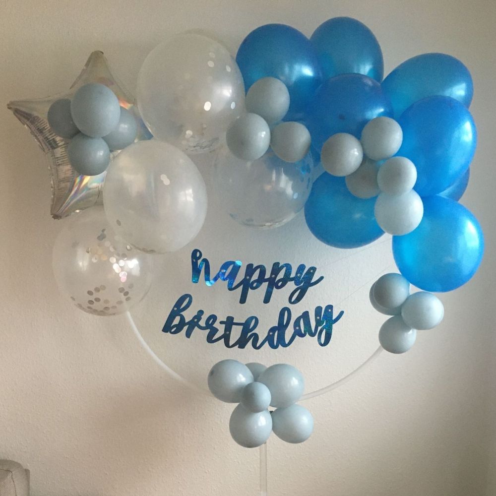 Guirlande Happy Birthday Blå Glitrende
